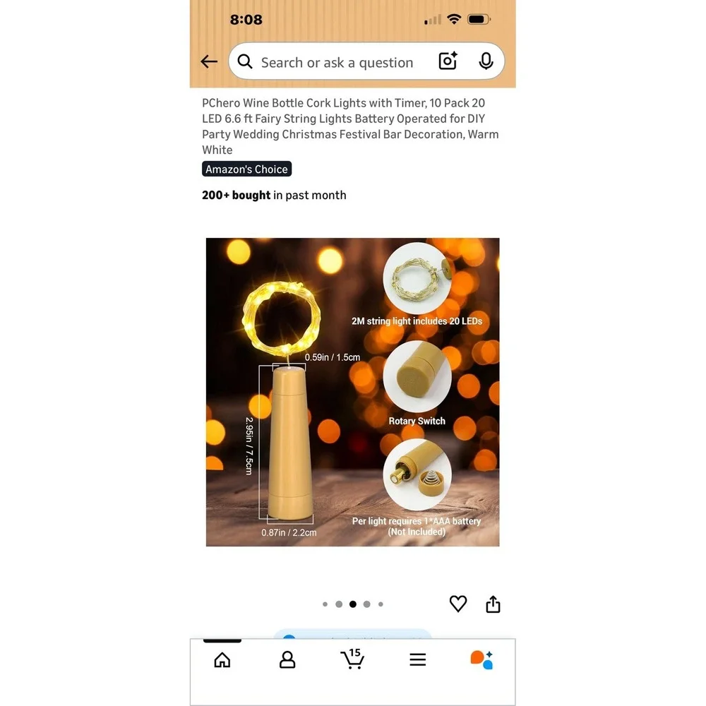 Wine Bottle Cork Lights with Timer, 10 Pack 20 LED 6.6 ft Fairy‎ String Lights